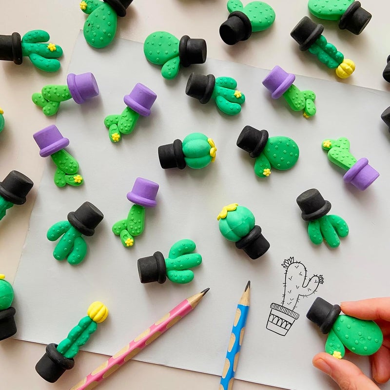 Kaemi 30 Pcs Cactus Erasers Desk Pets for Kids Classroom Prizes Fun Cool 3D Puzzle Erasers Bulk Mini Cute Pencil Eraser Pals Toys for Party Favors Treasure Box Goodie Bag Stuffers - Image 2